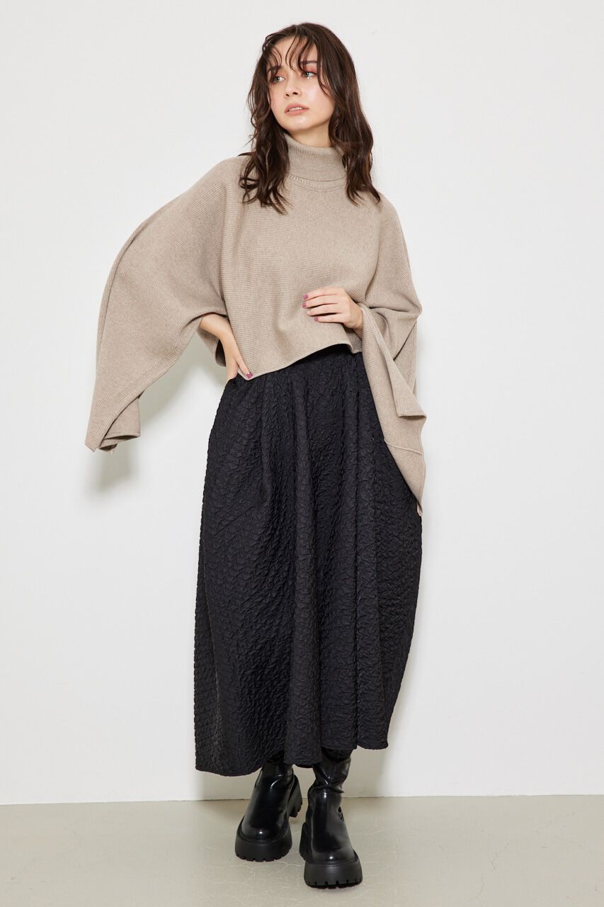 rienda「ラウンドフォルムJ/W SK」|スカート|BLK