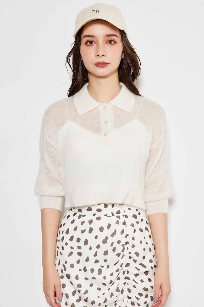 rienda「シアーパフポロKnit TOP」|ニット・セーター|