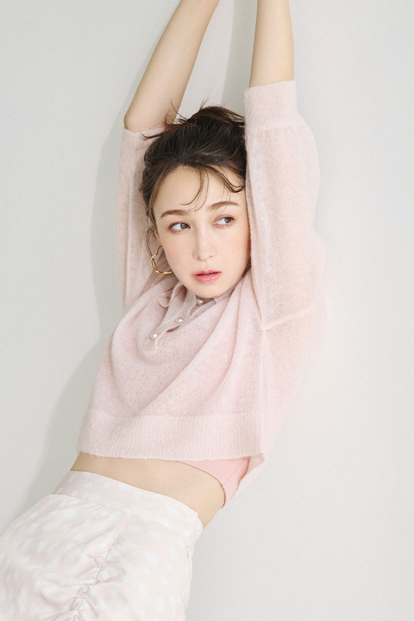 rienda「シアーパフポロKnit TOP」|ニット・セーター|PNK