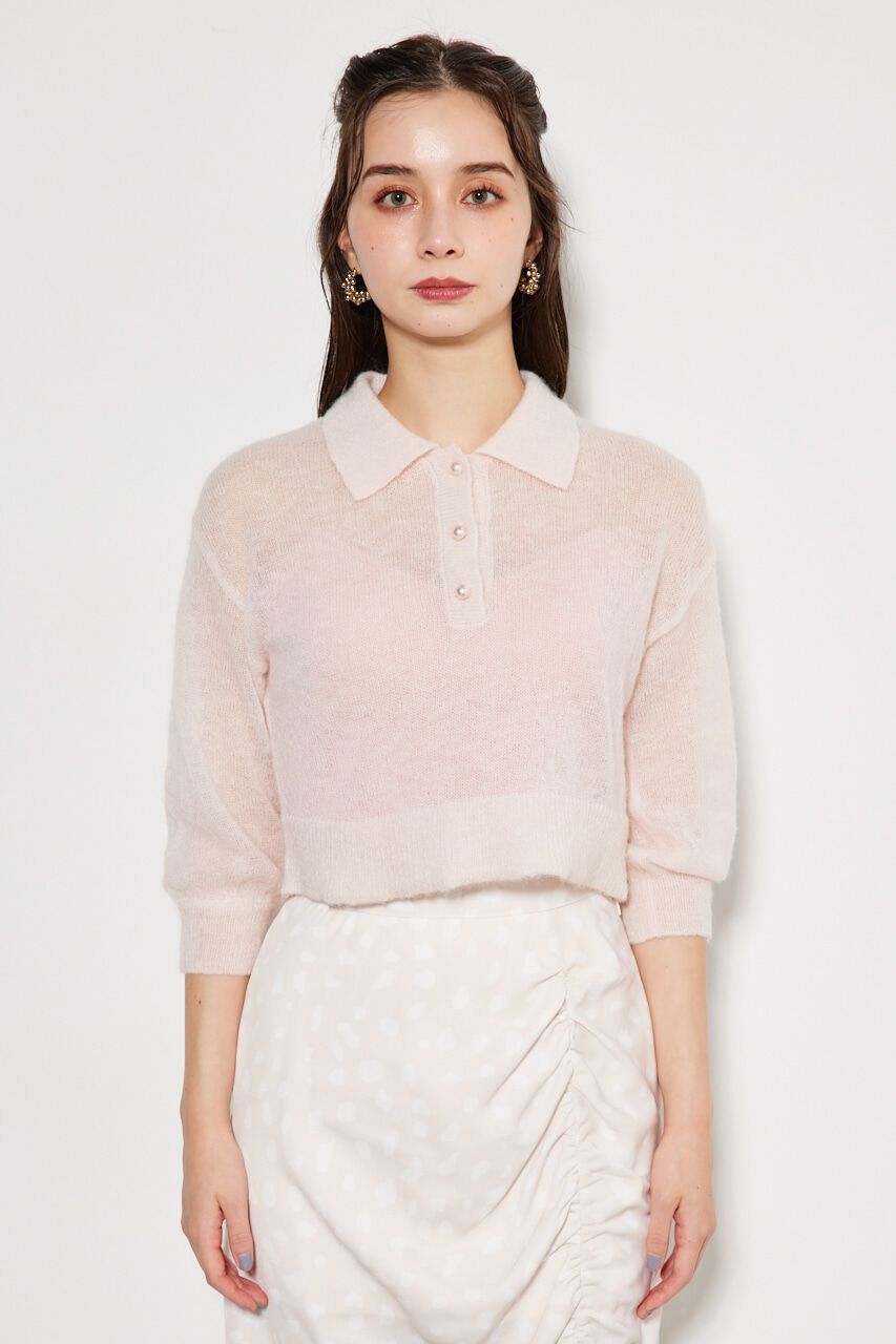 rienda「シアーパフポロKnit TOP」|ニット・セーター|