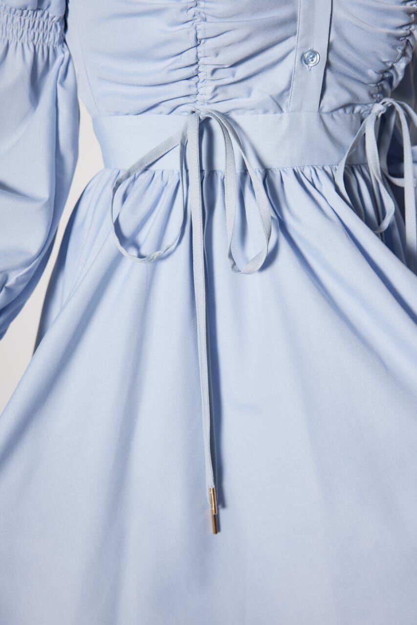 rienda「フロントシャーリングリボンミニシャツフレアワンピース」|ワンピース|