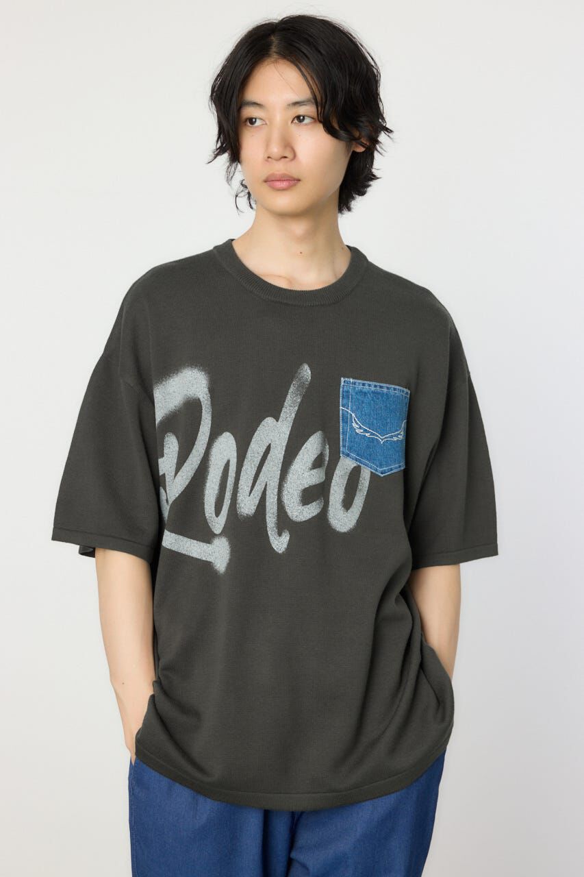 RODEO CROWNS「メンズスプレーロゴニットトップス」|ニット・セーター|C.GRY