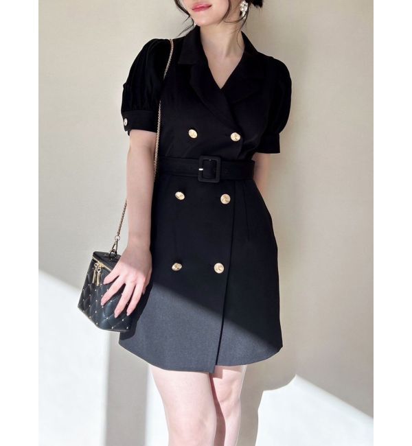 RESEXXY「スリーブシアーデザインミニワンピース」|ワンピース|ブラック