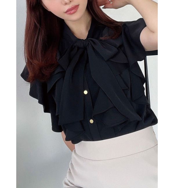 RESEXXY「ボウタイラッフルブラウス」|シャツ・ブラウス|ブラック