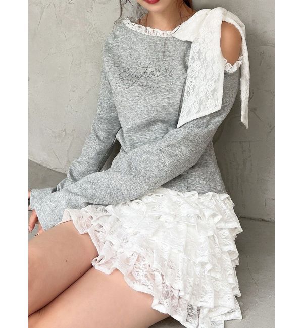 RESEXXY「レーストリミングトップス」|Tシャツ・カットソー|グレー