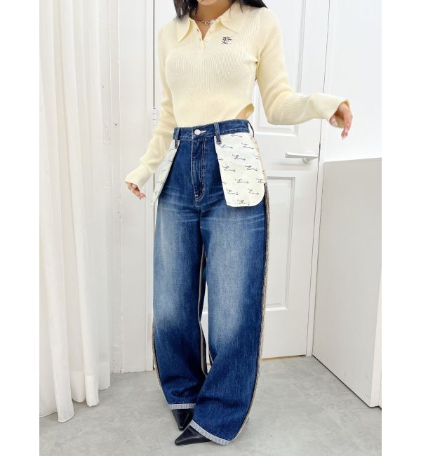 EVRIS「リバースワイドデニムパンツ」|デニム|