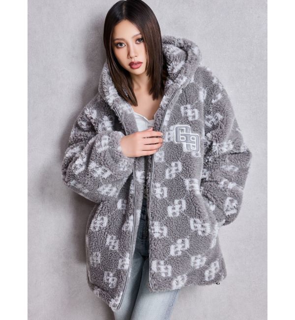 GYDA「GGラメボアBIGブルゾン」|ブルゾン・スタジャン|グレー