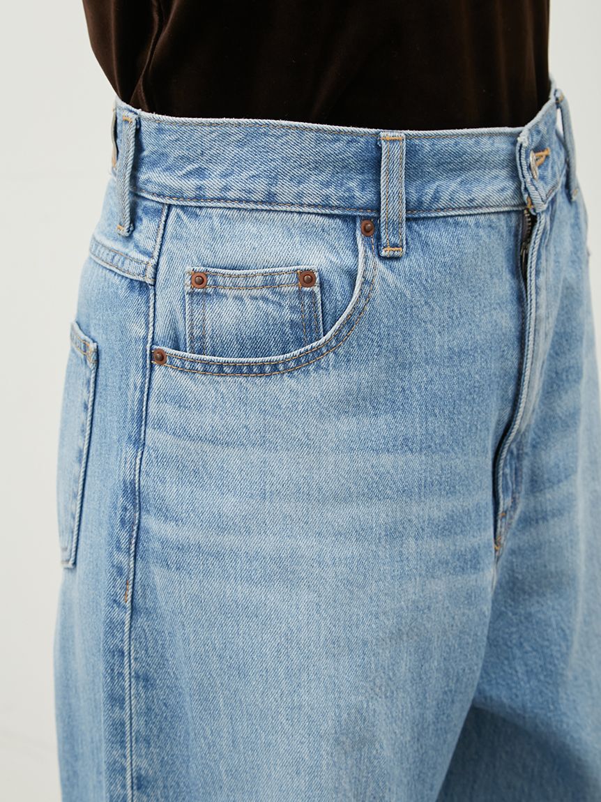 Mila Owen「【WEB限定00サイズ】ワイドテーパードカットアウトデニムパンツ」|デニム|