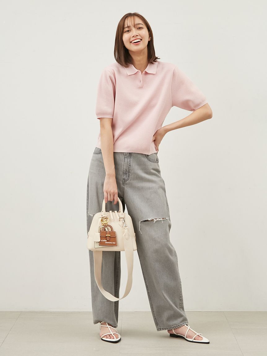 Mila Owen「【WEB限定00サイズ】ワイドテーパードカットアウトデニムパンツ」|デニム|