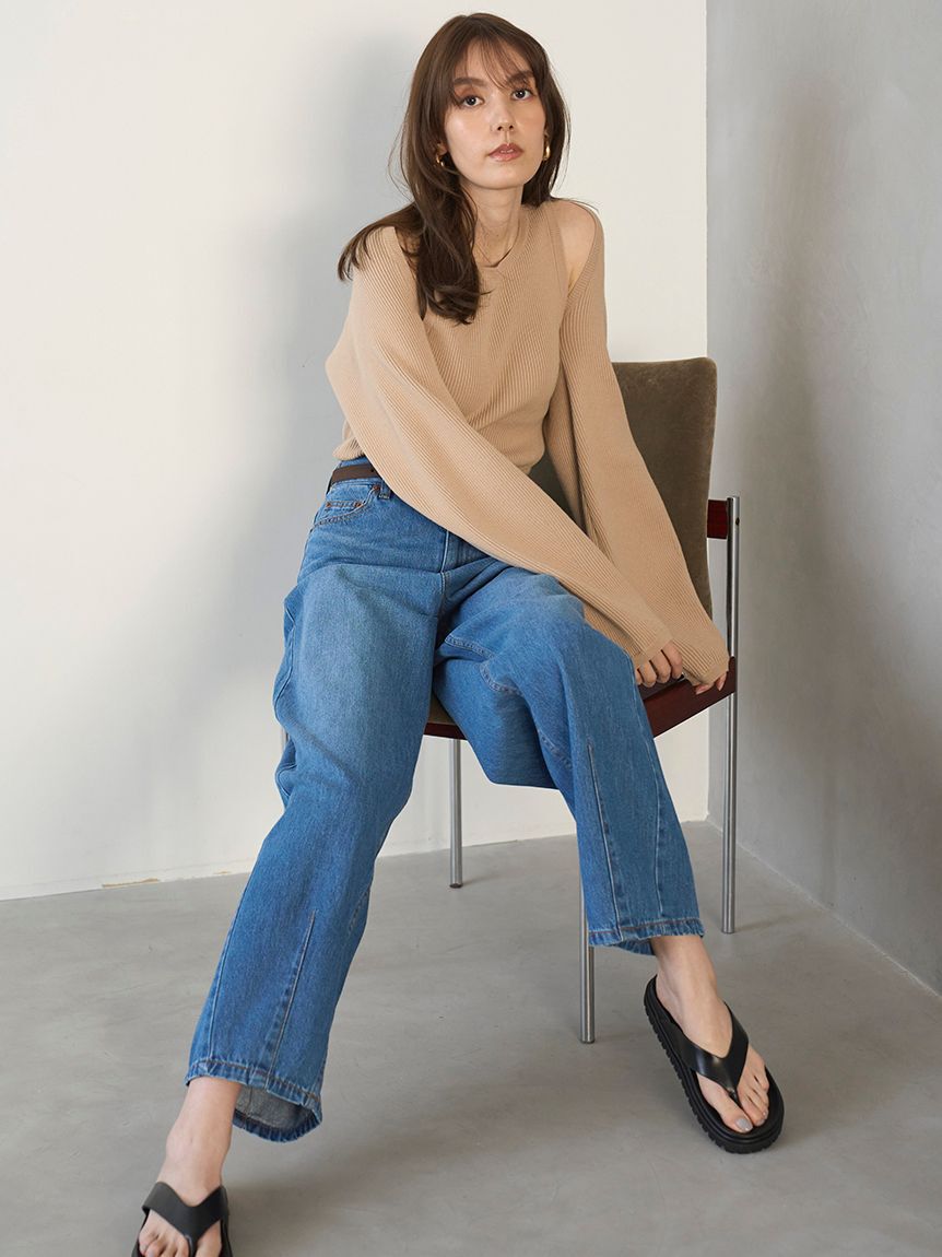 Mila Owen「ウエストゴムカーヴィデニム【ウォッシャブル】」|デニム|