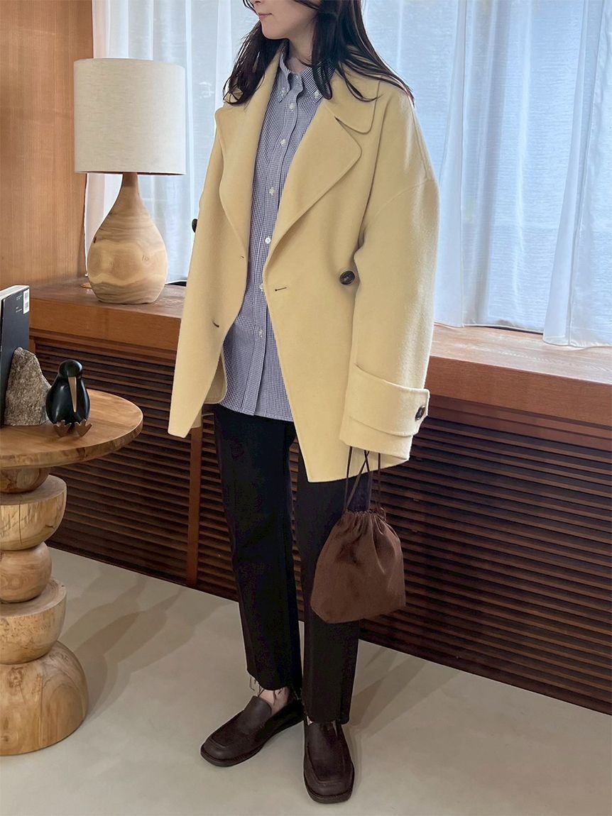 Mila Owen「woolコクーンシルエットピーコート」|チェスターコート|