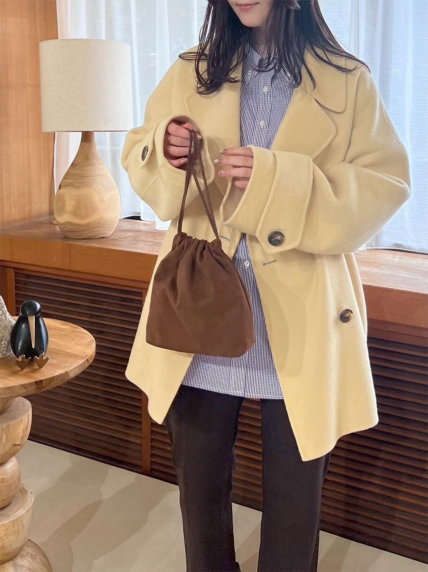 Mila Owen「woolコクーンシルエットピーコート」|チェスターコート|