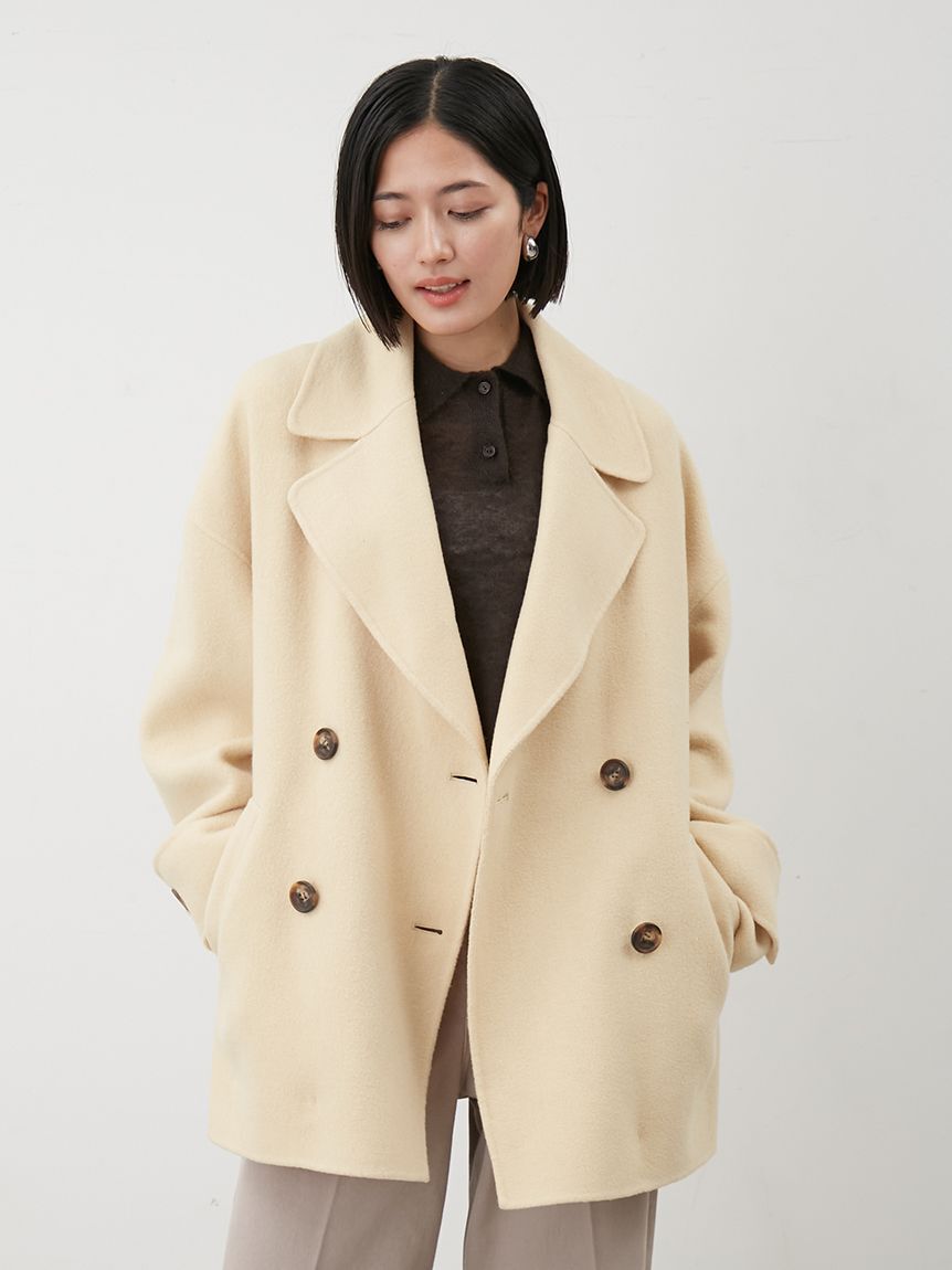 Mila Owen「woolコクーンシルエットピーコート」|チェスターコート|