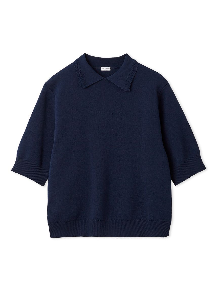 Mila Owen「スカラップレース衿ニットプルオーバー」|ニット・セーター|NVY