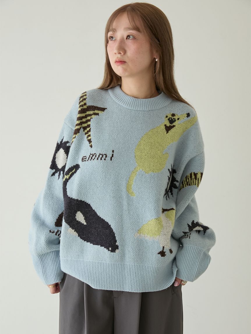 emmi atelier「【Global warming】 ジャガードニットトップス」|ニット・セーター|BLU