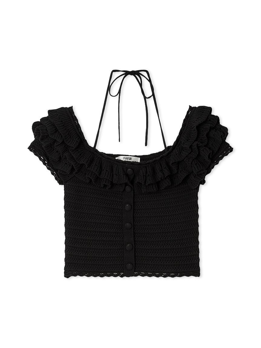FURFUR「フリルデザインニットトップス」|ニット・セーター|BLK