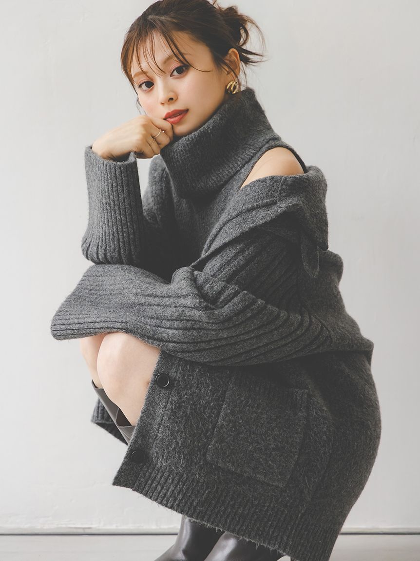 SNIDEL「ステンカラーニットジャケットカーディガン」|カーディガン|