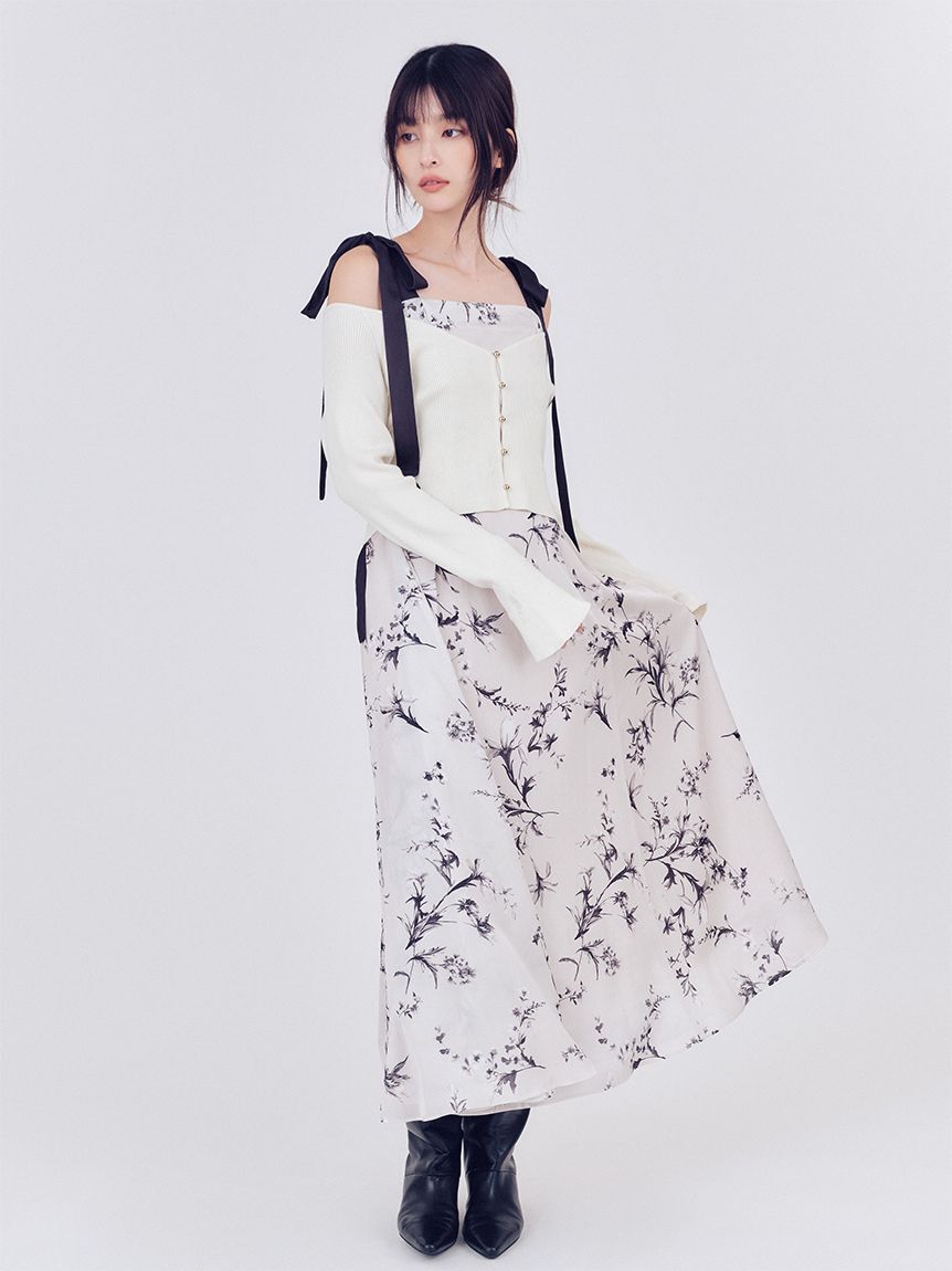 FRAY I.D「【限定カラー・00サイズ】リボンディテールフローラルワンピース」|ワンピース|