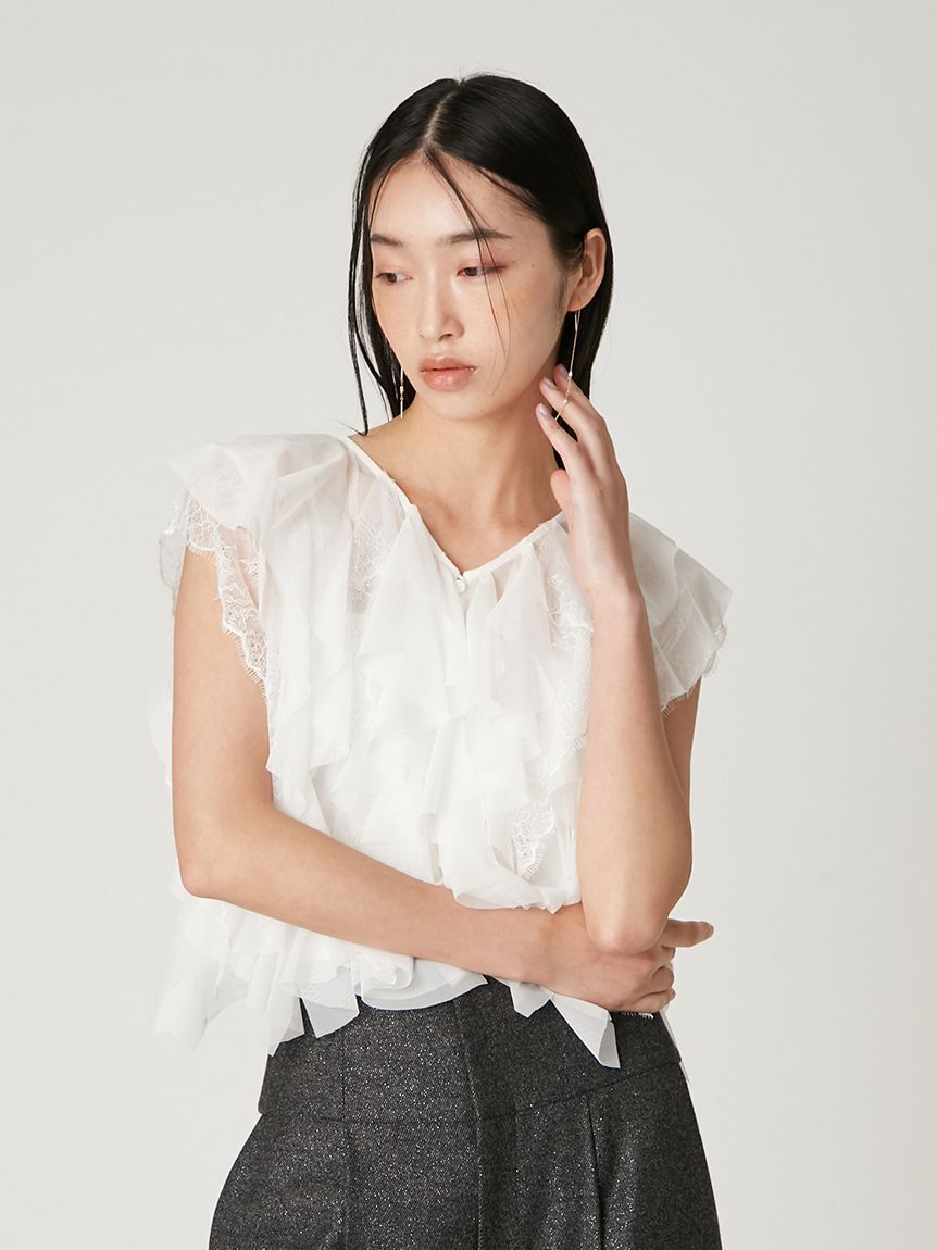 FRAY I.D「Multi wayチュールフリルブラウス」|シャツ・ブラウス|
