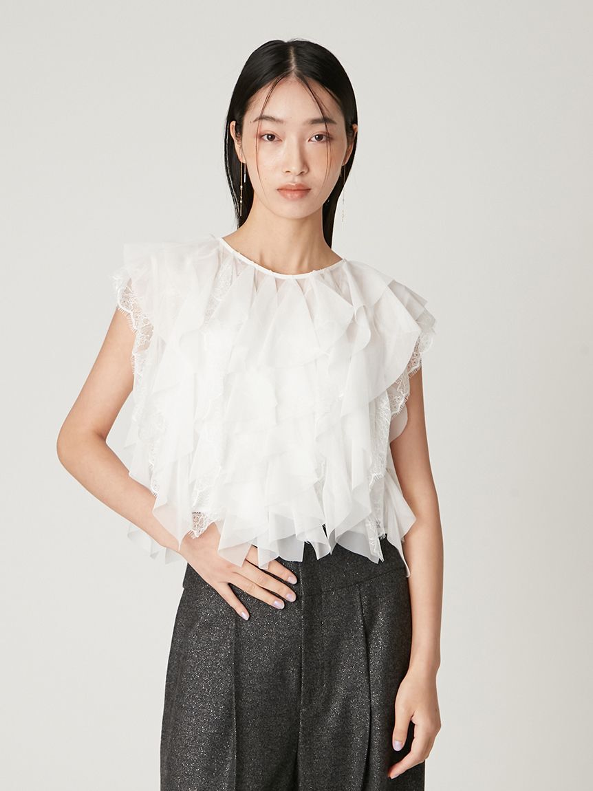 FRAY I.D「Multi wayチュールフリルブラウス」|シャツ・ブラウス|
