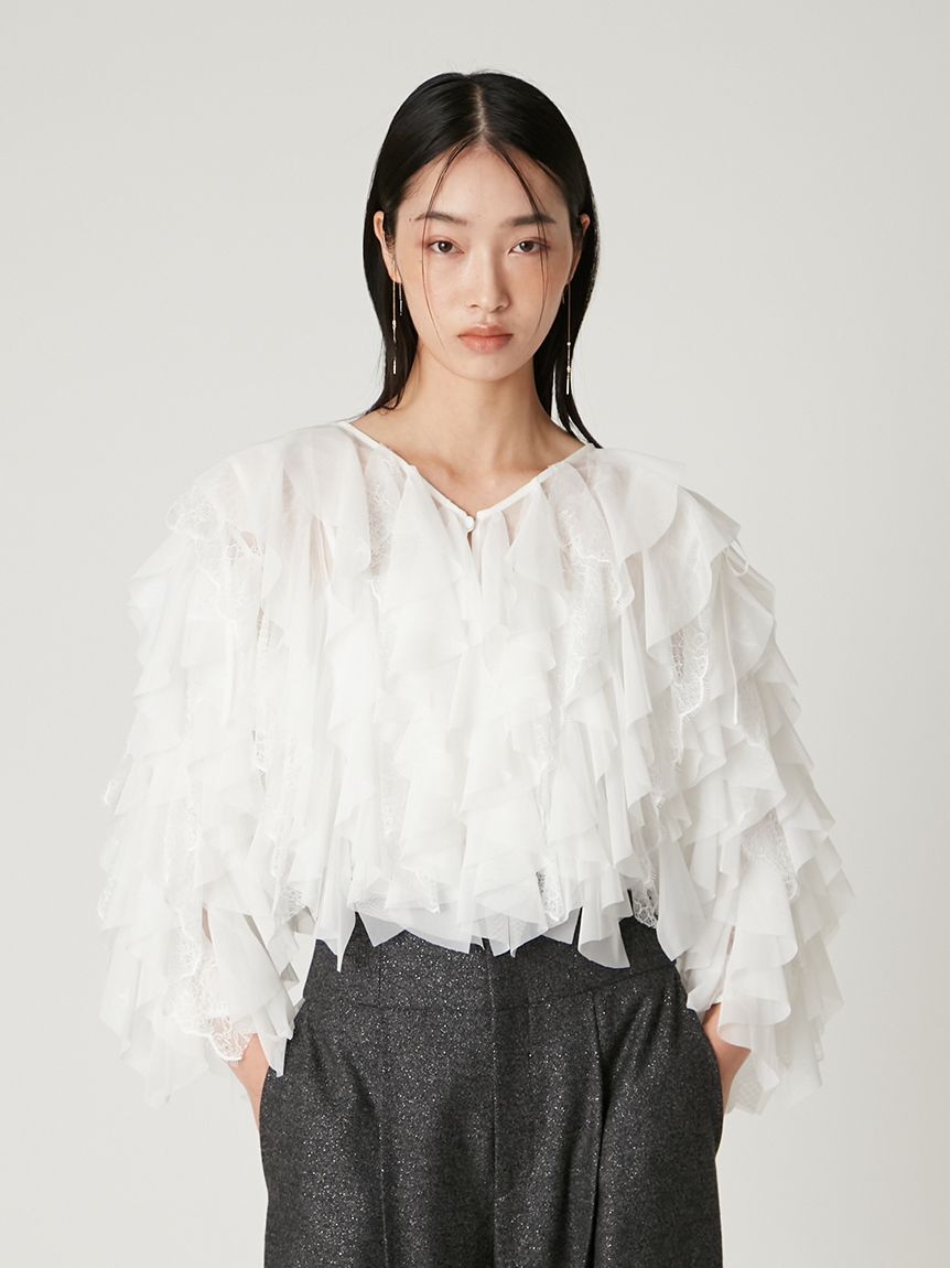 FRAY I.D「Multi wayチュールフリルブラウス」|シャツ・ブラウス|