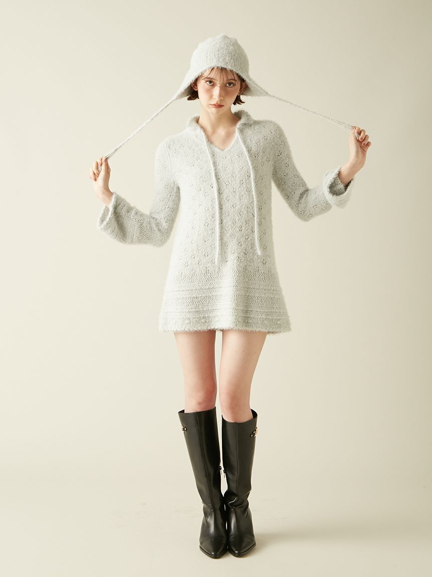 LILY BROWN「フェザークロシェニット帽」|ニット帽|