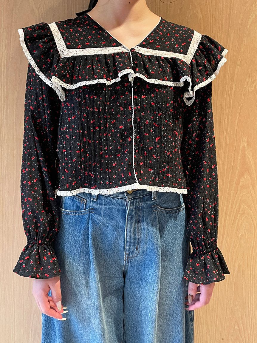 LILY BROWN「コットンフリルブラウス」|シャツ・ブラウス|BLK