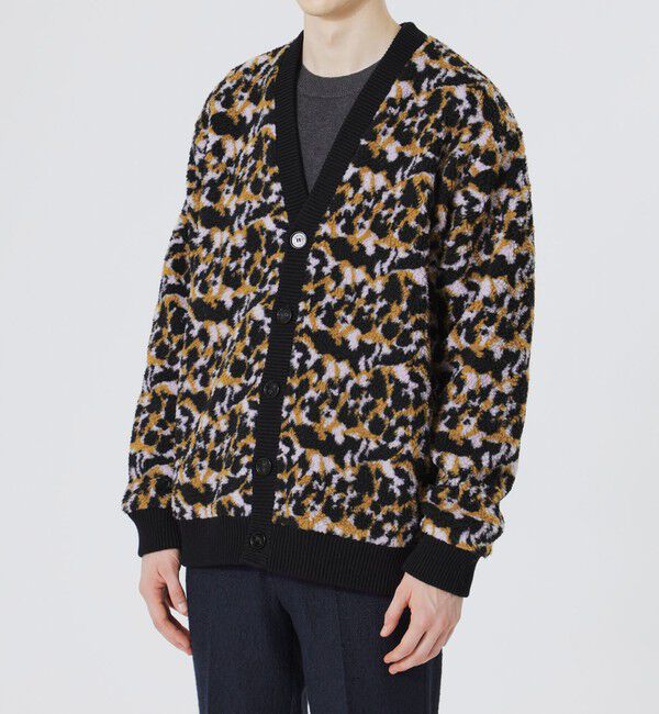  「【Safari12月号掲載】【UNISEX】レオパードボアコンビ ニットカーデ」|ニット・セーター|