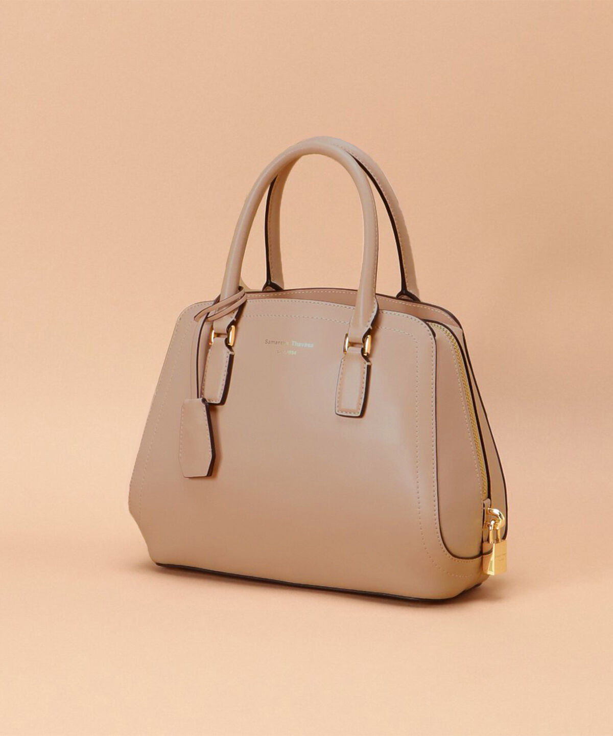 Samantha Thavasa「トラペズミニヨン ボストンバッグ 小サイズ」|ハンドバッグ|グレージュ