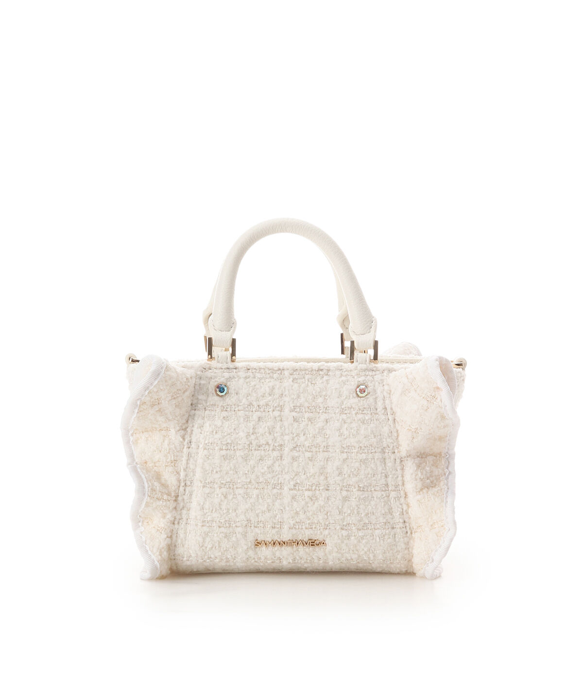 Samantha Vega「ツイードフリルミニショルダーバッグ」|ショルダー・メッセンジャー|ホワイト