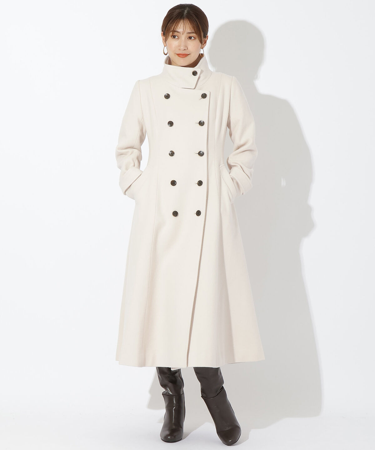 アンドクチュール「ダブルブレストスタンドカラーコート」|ステンカラーコート|