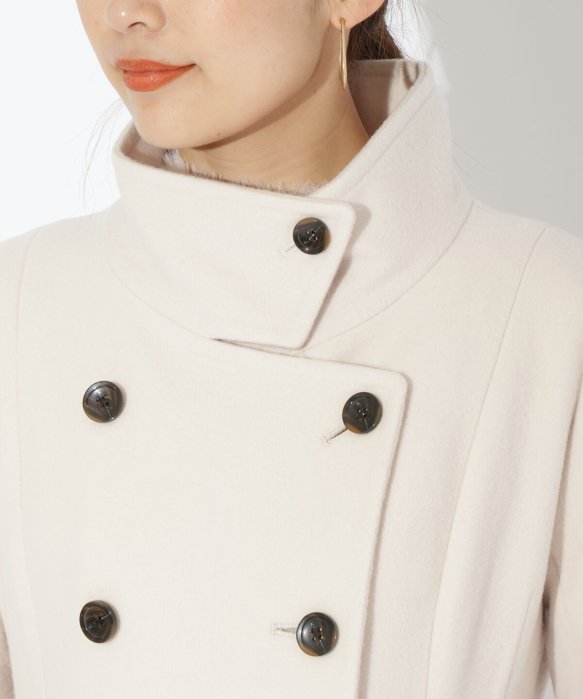アンドクチュール「ダブルブレストスタンドカラーコート」|ステンカラーコート|