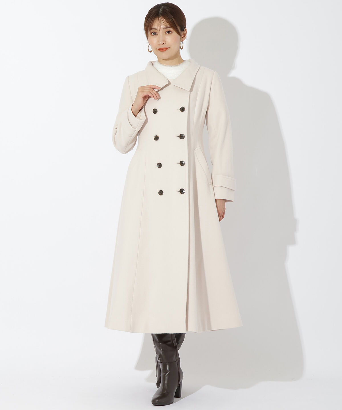 アンドクチュール「ダブルブレストスタンドカラーコート」|ステンカラーコート|