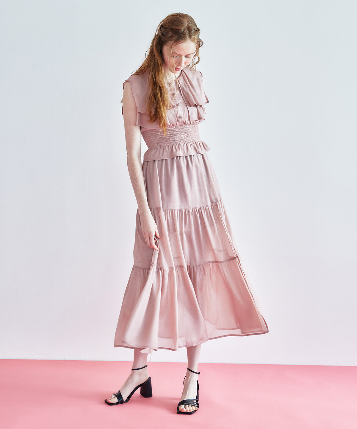 REDYAZEL「シャイニー楊柳フリルブラウス」|シャツ・ブラウス|