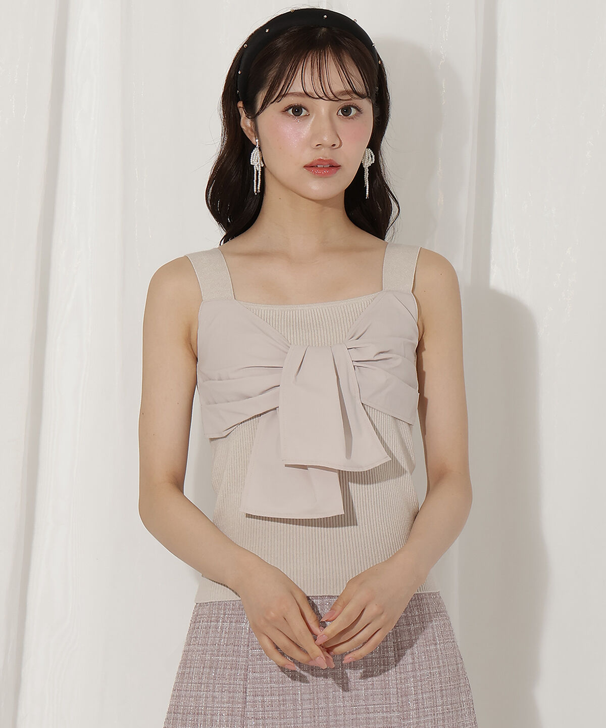 WILLSELECTION「フリルカーディガン&times;リボンキャミセット」|カーディガン|