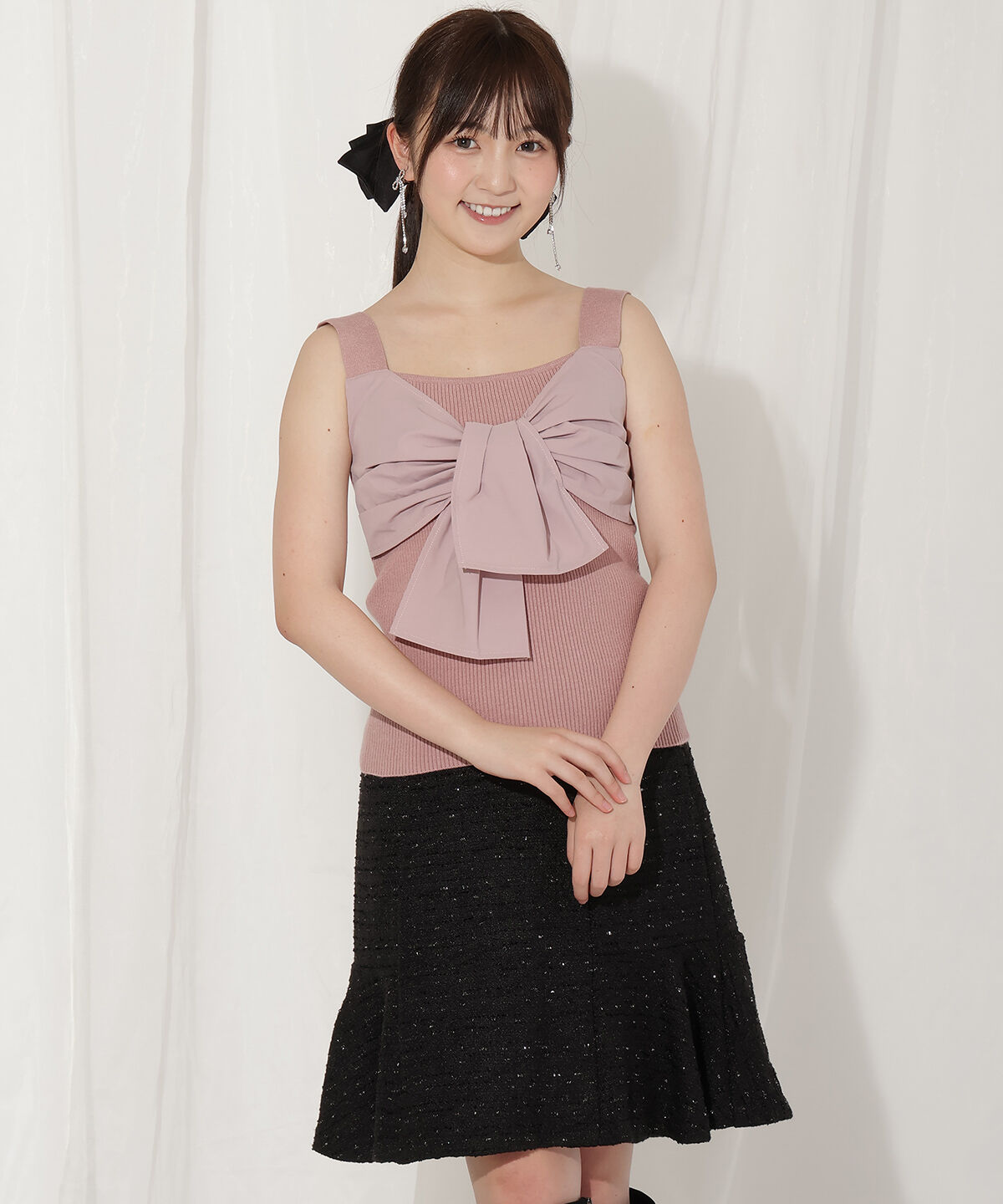 WILLSELECTION「フリルカーディガン&times;リボンキャミセット」|カーディガン|