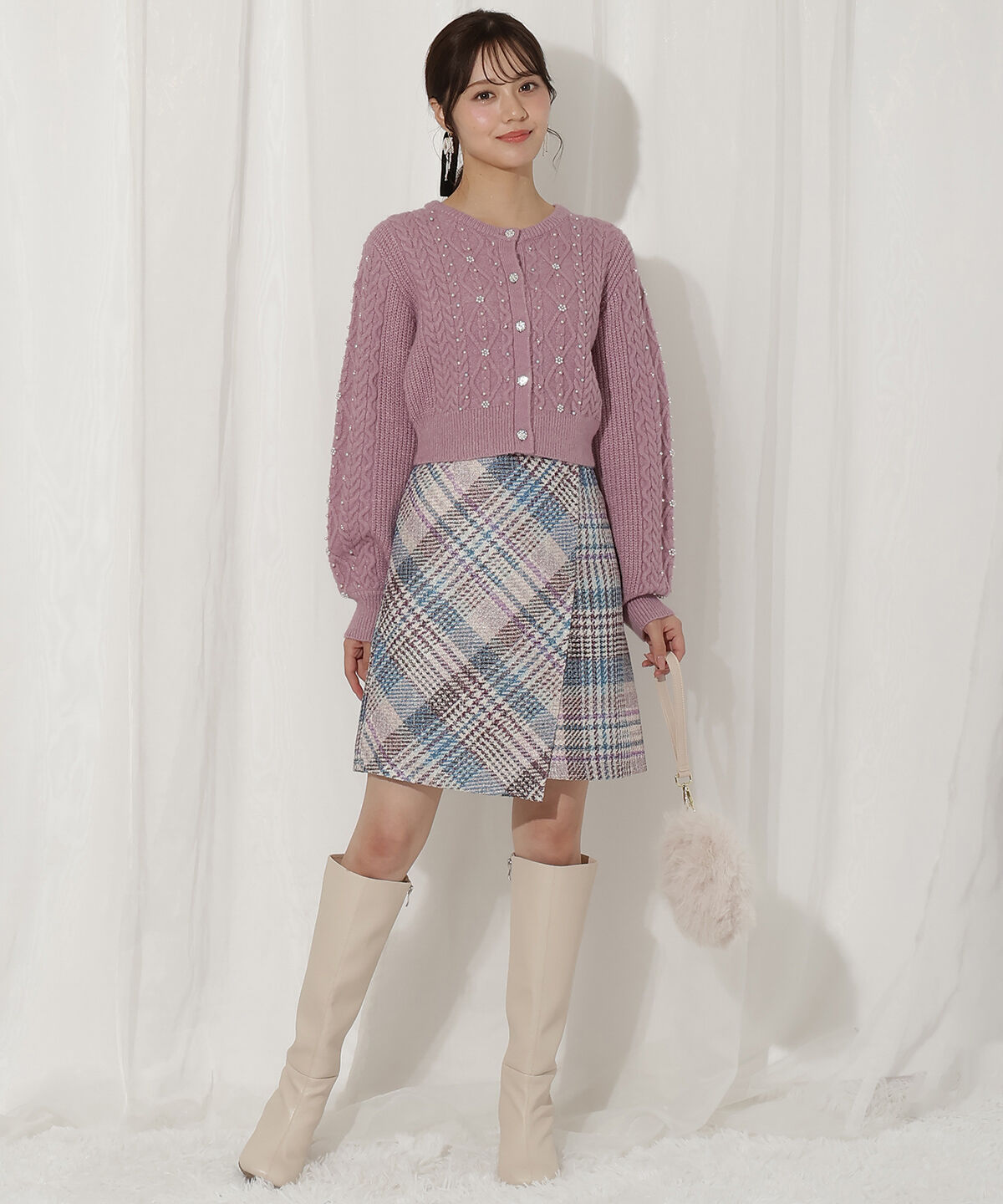 WILLSELECTION「パール付きケーブルカーディガン」|カーディガン|