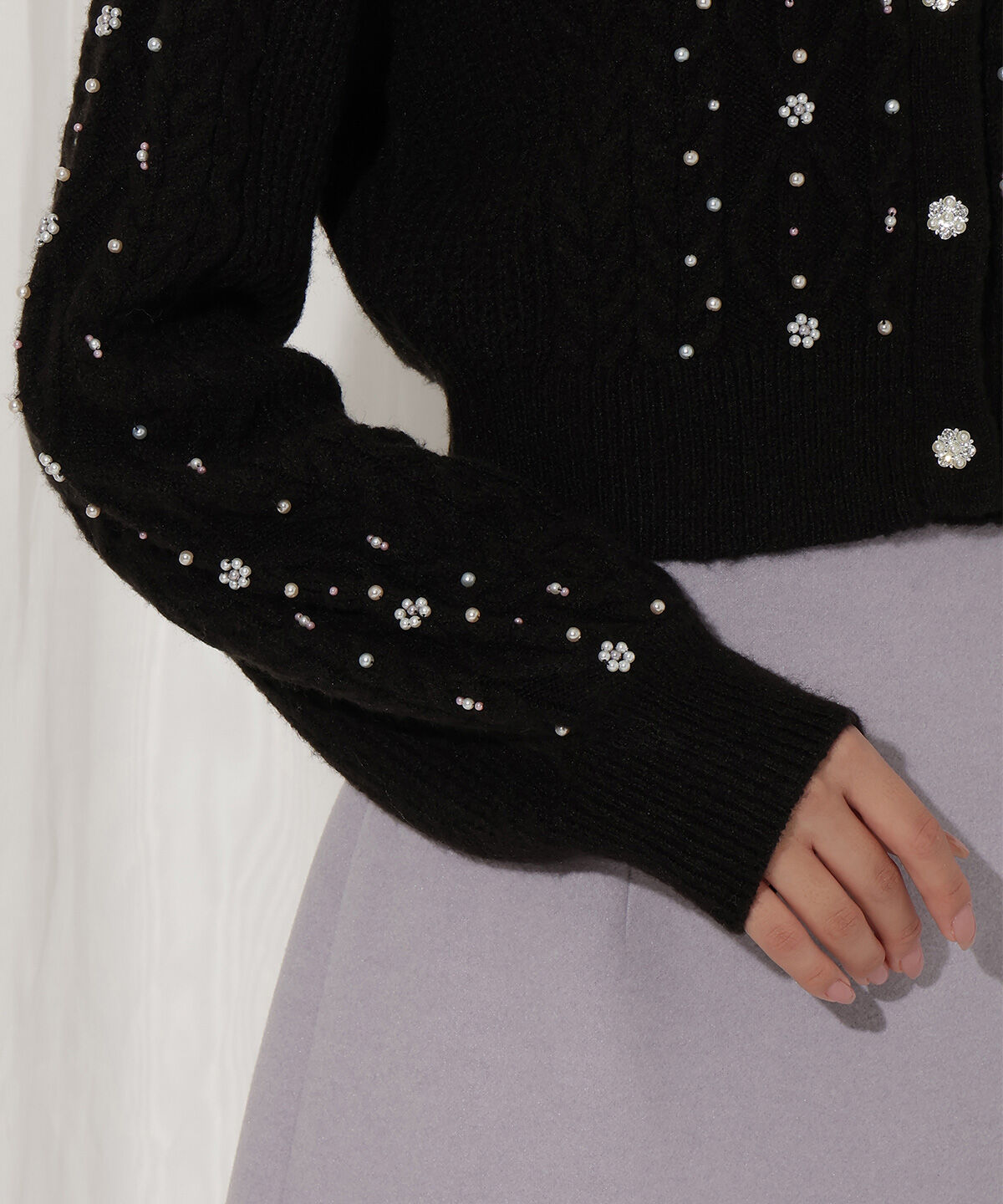 WILLSELECTION「パール付きケーブルカーディガン」|カーディガン|