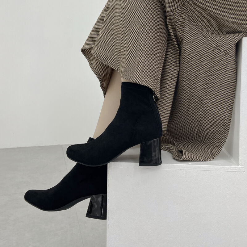 ORiental TRaffic「ストレッチ異素材ヒールブーツ/21411」|ショートブーツ|