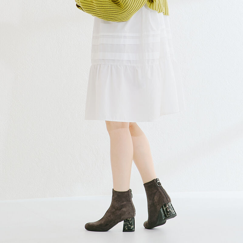 ORiental TRaffic「ストレッチ異素材ヒールブーツ/21411」|ショートブーツ|