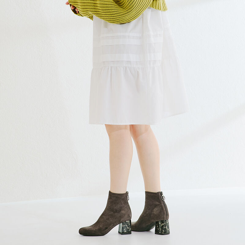 ORiental TRaffic「ストレッチ異素材ヒールブーツ/21411」|ショートブーツ|