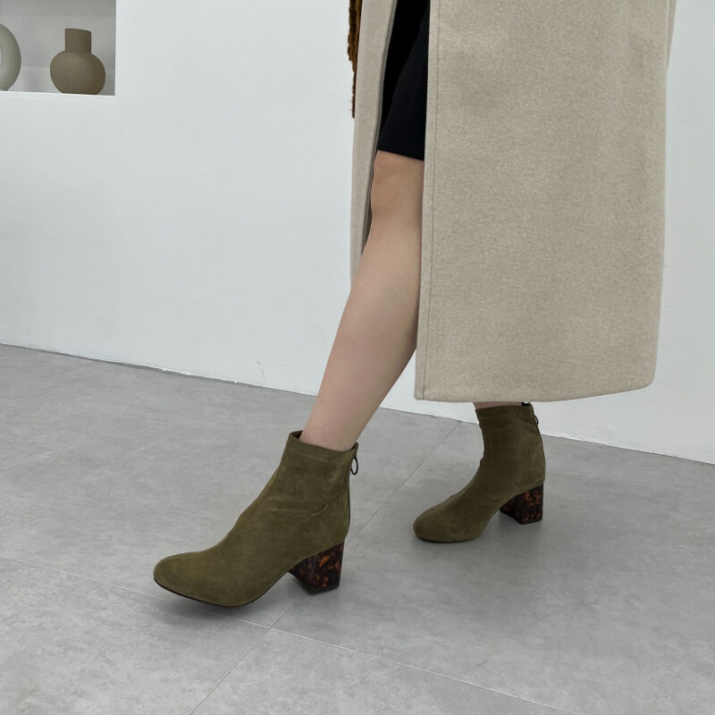 ORiental TRaffic「ストレッチ異素材ヒールブーツ/21411」|ショートブーツ|