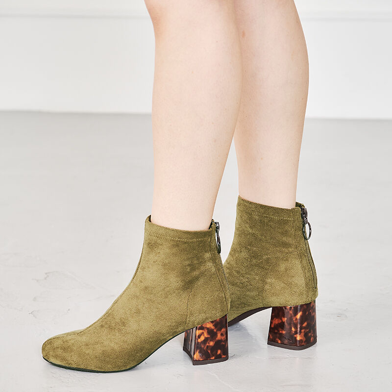 ORiental TRaffic「ストレッチ異素材ヒールブーツ/21411」|ショートブーツ|