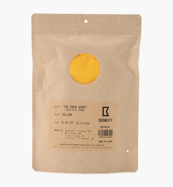BENEXY「【ベネクシー】ザ クルーソックス/イエロー ポリエステル コットン/靴下 メンズ レディース」|ソックス|