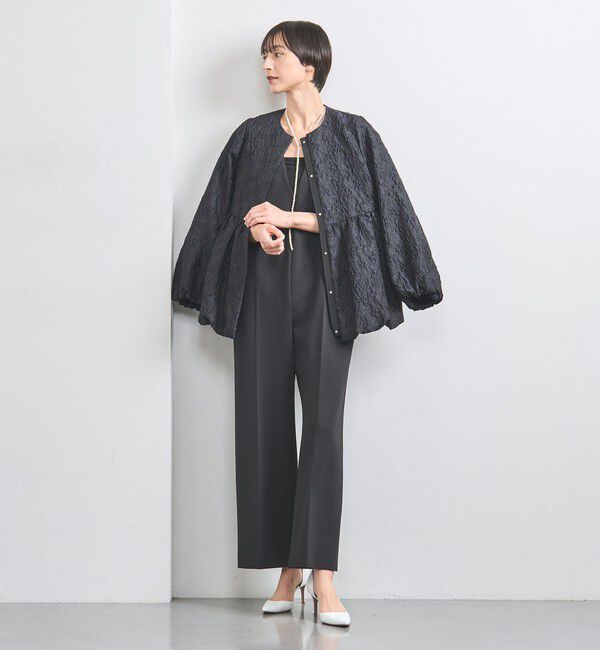 UNITED ARROWS「ツートーン ジャガード ブルゾン ジャケット」|ノーカラージャケット|NAVY