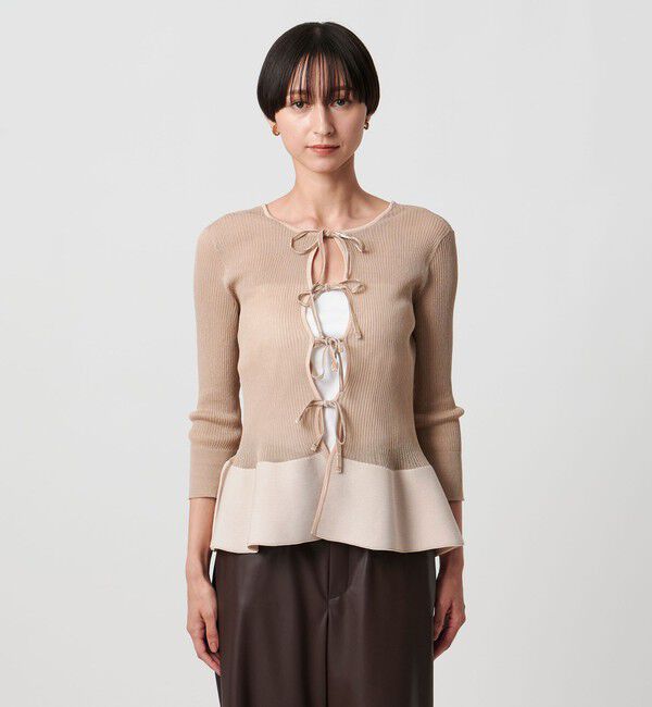 UNITED ARROWS「シアー リボン 2WAYカーディガン ウォッシャブル」|カーディガン|