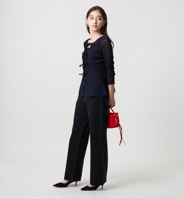 UNITED ARROWS「シアー リボン 2WAYカーディガン ウォッシャブル」|カーディガン|