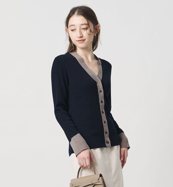 UNITED ARROWS「18G ウール リブ カーディガン」|カーディガン|NAVY