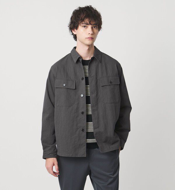 UNITED ARROWS「ツイル ミリタリー オーバーシャツ」|シャツ・ブラウス|DK.GRAY