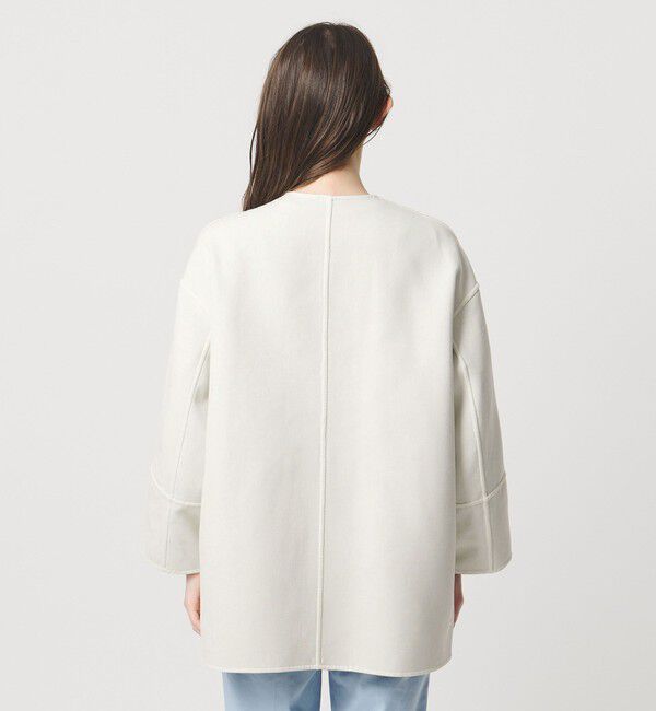 UNITED ARROWS「Asami バイカラー リバーコート」|ノーカラーコート|